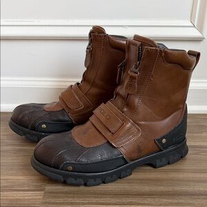 Polo Ralph Lauren Darrance II Duck Men's Leather Boots 10 D Wide Rugged Moto